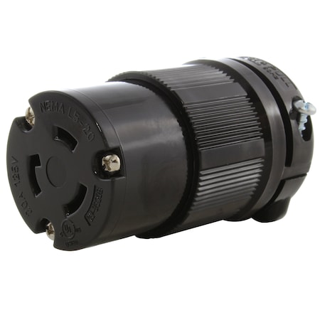 NEMA L5-20R 20A 125V 3-Prong Locking Female Connector With UL, C-UL Approval In Black
